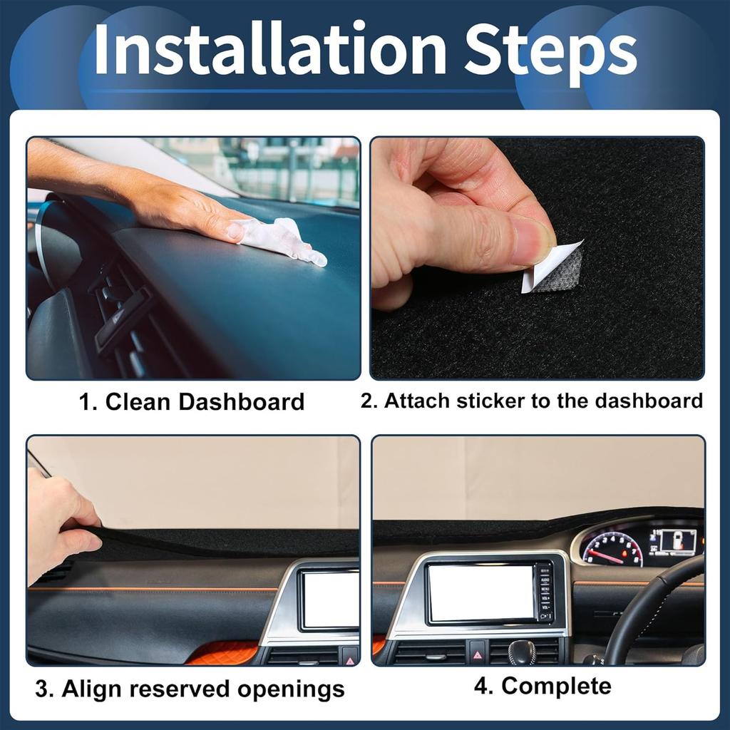 Dashboard Cover Dash Cover Mat Carpet for Toyota 4RUNNER 2003-2009 Polyester Black