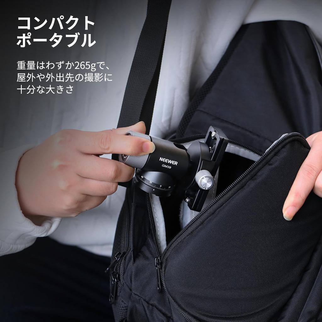 Шарнирная головка NEEWER для телеобъектива, головка монопода, головка штатива, металлическая тонкая шаровая головка, поворотно-наклонная, быстросъемный зажим QR, резьба, максимальная нагрузка 4 кг GM39 360° 90°