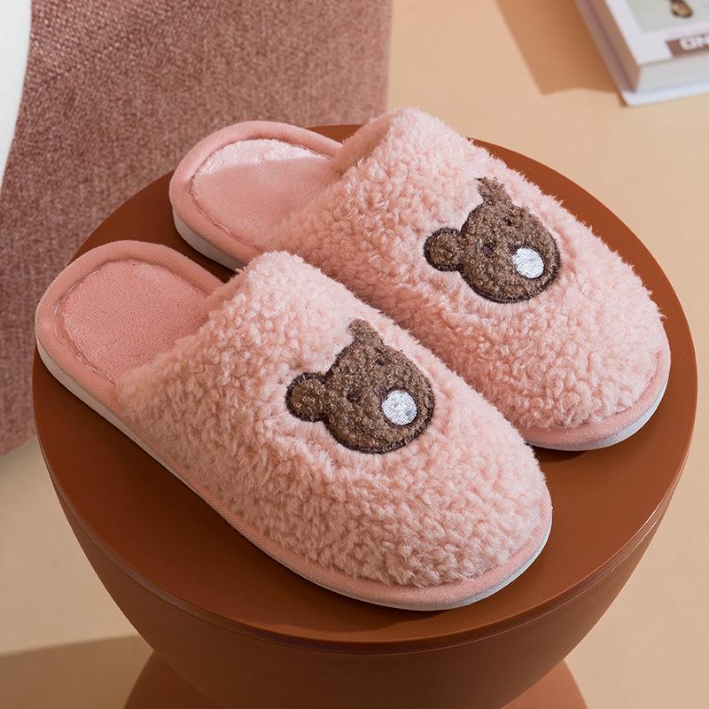 Fashion Men's and Women's New Plush Cotton Slippers Home Household Autumn and Winter Indoor Thick Bottom Non-slip Warmth Lovers