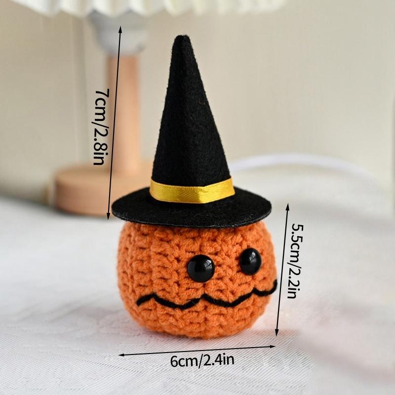 Crochet Pumpkin Ornament Halloween Decoration 2025 Office Desk Accessorie Room Desktop Decor Funny Crochet Crafts