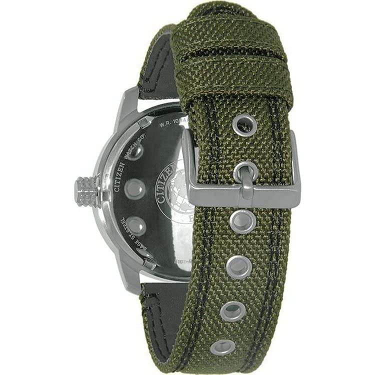 Citizen Хаки Холст x Кожа Военная Модель BM8470-11E Eco-Drive На Солнечной Батарее Мужские Часы, Зеленый, Ремешок, [Б/У]