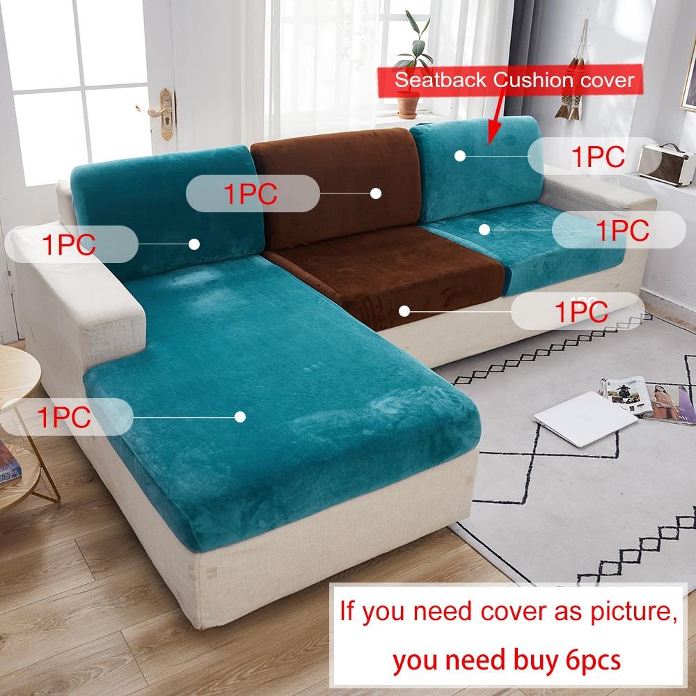 Бархатные чехлы на диваны для гостиной, эластичные подушки, угловые чехлы, декоративные секционные чехлы для мебели, защита для дивана