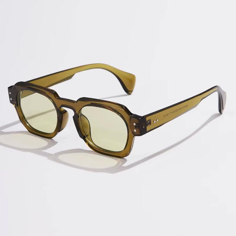 Новые квадратные солнцезащитные очки Женские Модные Прозрачные линзы цвета океана Очки UV400 Винтажный Дизайнерский бренд Мужские заклепки Панк очки