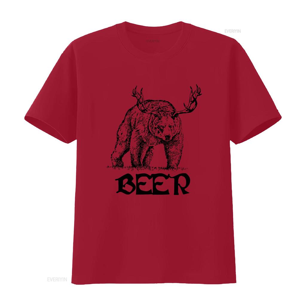 Bear Beer Graphic Funny Cotton T Shirt Freeship Vintage Stretched Top For Everyday Wear Comfortable Designer Clothes