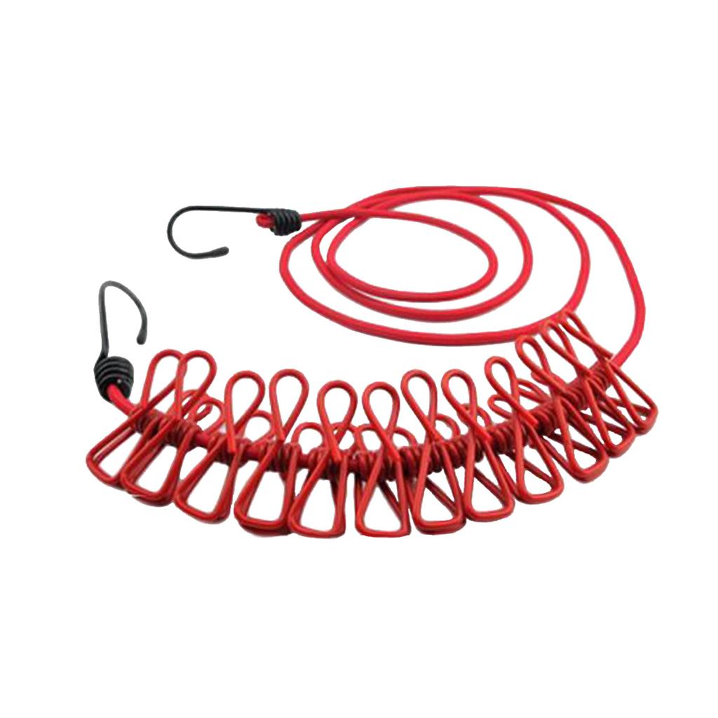 Portable Clothesline With 12 Clothespins, Windproof Travel Clothesline Stretchy Retractable Elastic Laundry Clothes Line