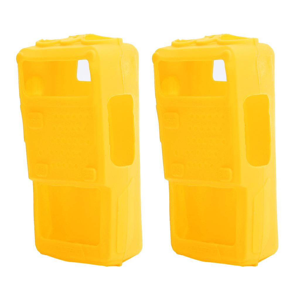 2PCS Mini Walky Talky Silicone Protective Soft Cover TwoWay Radio Protector for Baofeng UV5R(Yellow