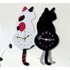 Creative acrylic cat wall clock with cat tail pendulum (42 cm x 18 cm) Home decor for living room, bedroom, kitchen  Battery not included