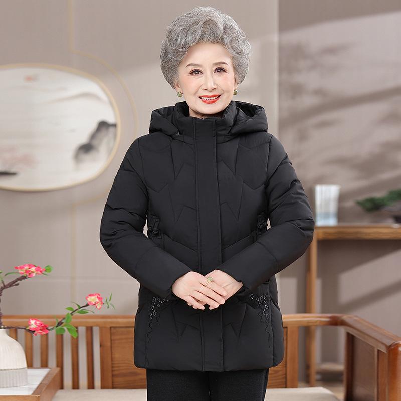 Новая стильная хлопковая зимняя куртка с капюшоном для 70-летней мамы: Толстый, теплый и стеганый для женщин среднего и пожилого возраста