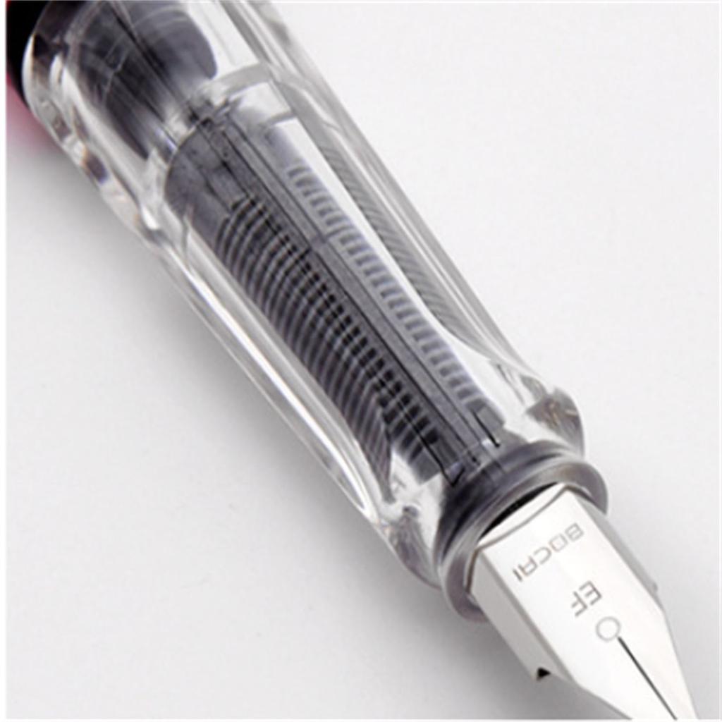 Refillable Fountain Pen with Ink Cartridge Stainless Steel Chrome Plated 0.38mm Nib Writing Pen Set Black