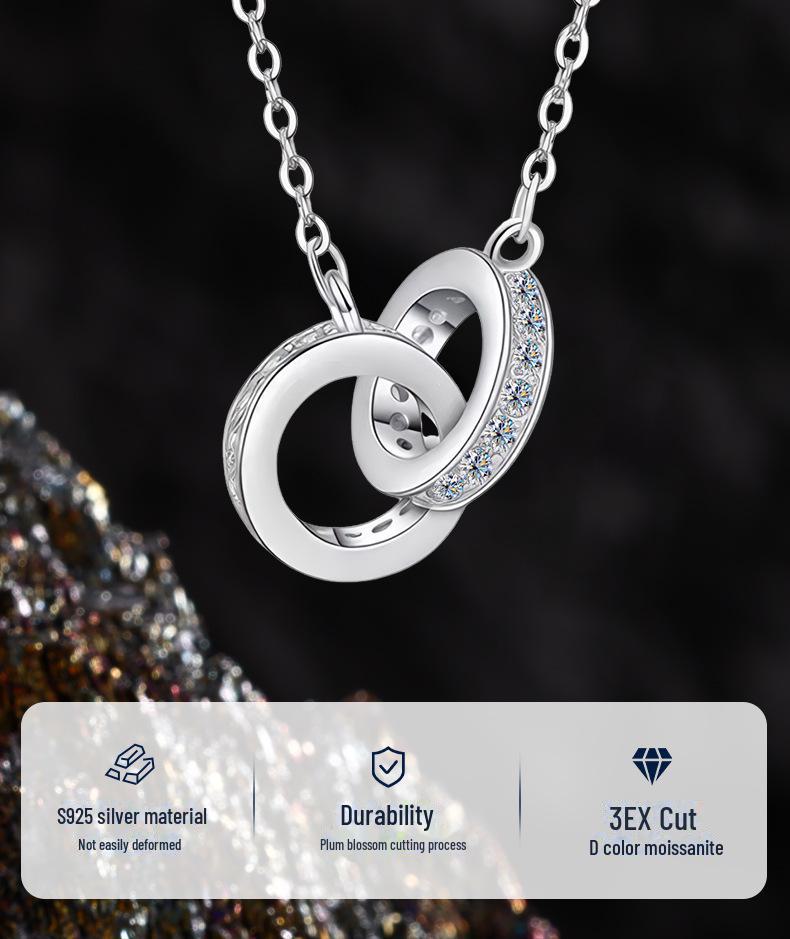 Стильное женское ожерелье с двумя кольцами на ключицу — универсальное, нишевый дизайн, высококачественные серебряные украшения