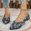 Foreign Trade Large Size One-pedal Lazy Single Shoes Women's 2025 Summer Flat-bottom Printing Shallow Mouth Pointed Doudou Shoes Wish43