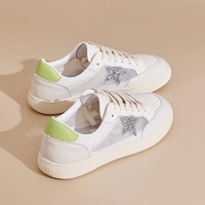 Удобные маленькие белые туфли женские 2025 весна и лето новая мода универсальная спортивная обувь студентки плоская подошва легкие повседневные b