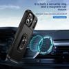 Прочный автомобильный магнитный гибридный защитный чехол для IPhone 17 Air 16E 15 14 Plus 13 12 Pro Max 360° вращающийся металлический кольцо-подставка Жесткая крышка