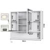 LED Bathroom Cabinet With 2AC/2USB Power Socket Hair Dryer Holder 3 Color Light Adjustable Open-Shelf Wall Cabinet Mirror