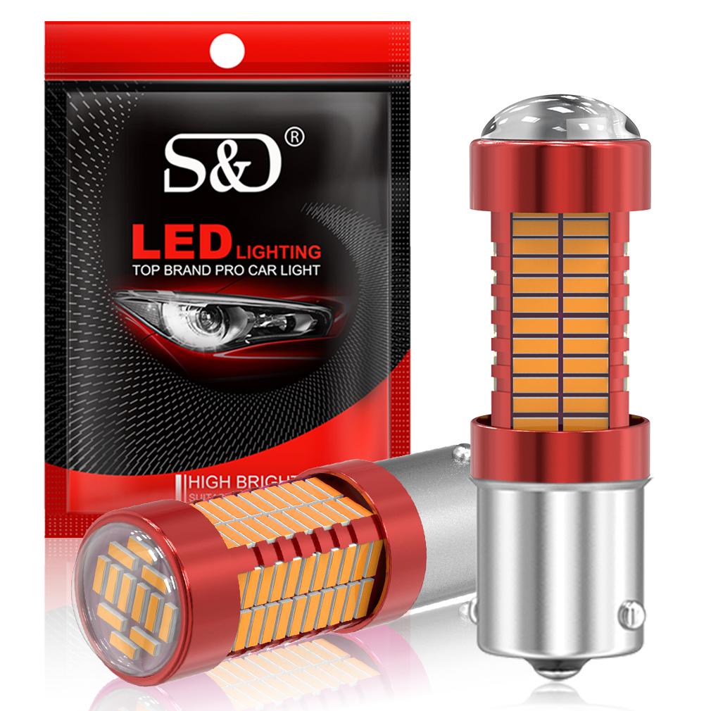 2Pcs 1156 BA15S BAU15S 1157 BAY15D P21W P21/5W PY21W 108SMD 4014 Car Led Turn Signal Lights Brake Tail Lamp Auto Rear Reverse Bulbs White Red Yellow