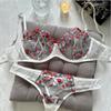 Женский сексуальный кружевной цветочный комплект бюстгальтера Однослойный бюстгальтер на косточках Стринги Бикини Комплект нижнего белья