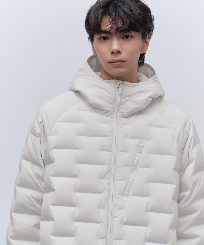 Musinsa Standard Brick Line Hooded Light Down Jacket [Off-White]