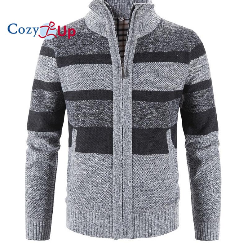 Cozy Up Лоскутные мужские вязаные куртки, толстый удобный свитер с длинными рукавами, теплый повседневный кардиган с воротником-стойкой