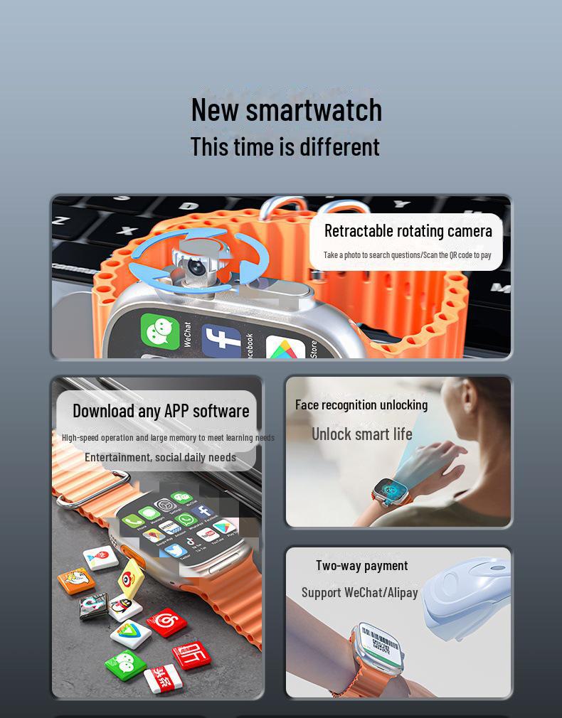 2024 DW99 S9Ultra Smart Video Phone Watch with Rotating Camera