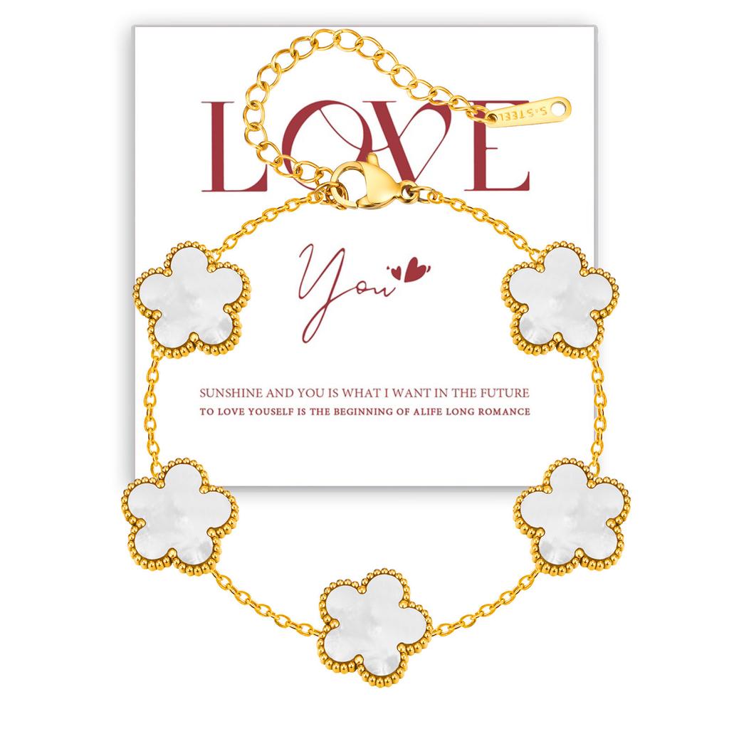 Vnox Роскошные браслеты-клевер с четырьмя листьями для женщин, девушек, цветной цветочный винтажный браслет, подарок любви для жены, ее девушки