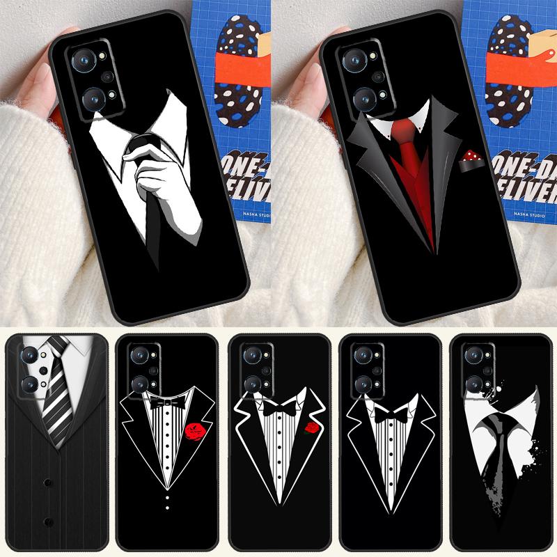 Man Suit Shirt Tie For Realme GT7 Pro GT 6T 6 5 C67 C61 C55 C53 C51 C21Y C25S C75 10 11 12 13 14 Pro Plus Case