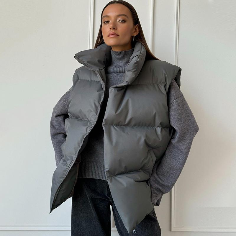 Женская зимняя теплая стеганая куртка без рукавов, свободная демисезонная куртка для женщин 2024 года, осень, новая повседневная парка, уличные куртки для активного отдыха, женская одежда