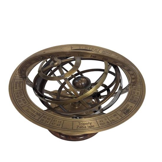 Brass Armillary, Sphere Globe Replica with Compass On Base, Astrolabe Nautical Marine Tabletop Globe, Office Decor, Home Decor