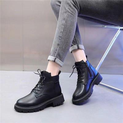 Женские ботинки Мартина из мягкой кожи в британском стиле, средний каблук, теплый вельвет, большой размер, до щиколотки, толстая подошва, осень/зима 2025.