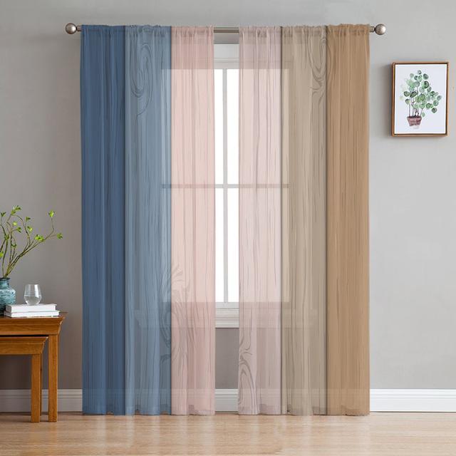 Винтажные текстуры дерева, современные шторы для гостиной, прозрачные тюлевые шторы, прозрачные оконные занавески для спальни, аксессуары, декор