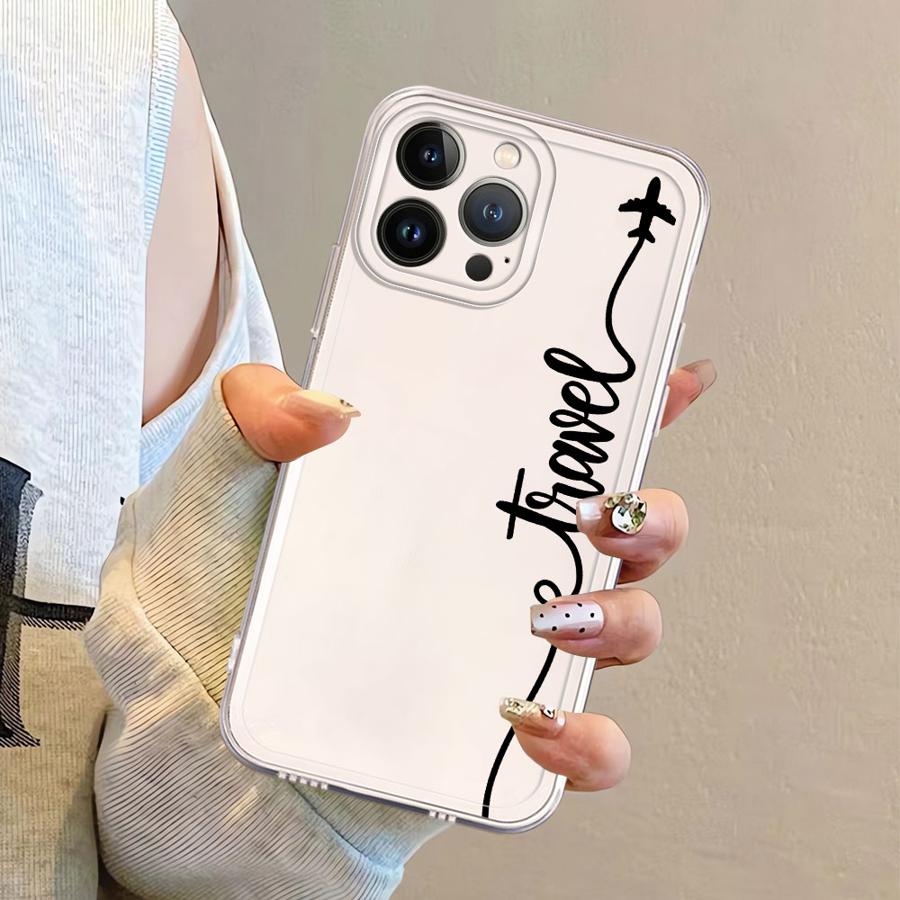 Линии Самолета с Сердечком Чехол для iPhone 17 Pro Max Air 7 8 16 12 Mini XS Max 15 11 13 Pro XR 14 Plus Мягкий Чехол для Телефона