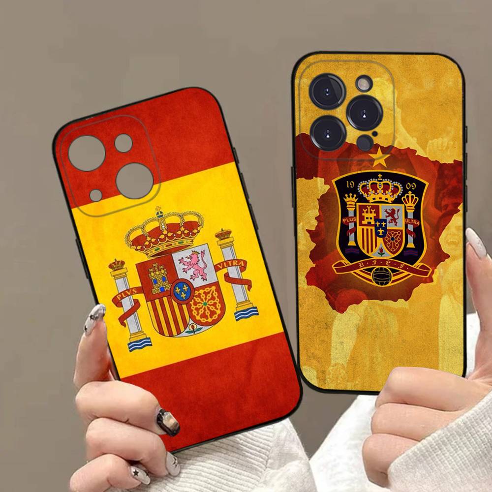 Чехол для телефона из черного ТПУ с флагом Испании, модный, для iphone17 Air 16 15 14 13 12 Pro 11 Pro Max Plus, защитный чехол