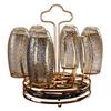 360° Rotation Cup Holder with Water Drain Tray Gold Glass Cup Storage Rack Mug&Cup Organizer  Bar
