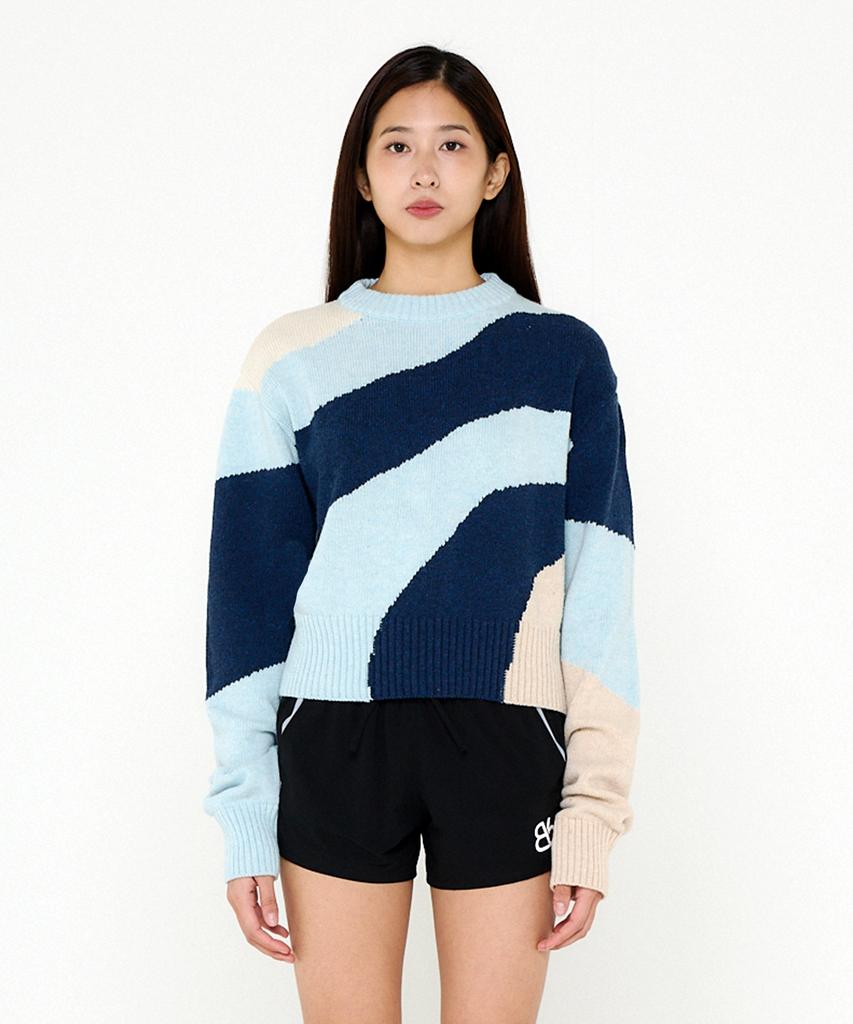 Bb' BENETTON Rhythmic Knit Pullover (Sky Blue)