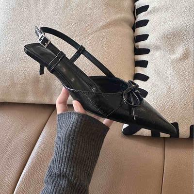 Летние женские сандалии в стиле ретро с острым носком, модные сандалии-гладиаторы на низком каблуке с бантом-бабочкой для улицы