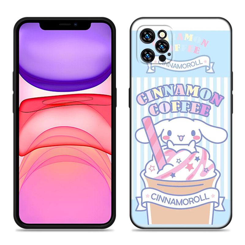 Кавайный чехол Cinnamoroll для Apple iPhone 12 13 Mini 11 14 15 Pro Max 7 8 Plus X XR XS SE 2020 2022 Черный силиконовый чехол