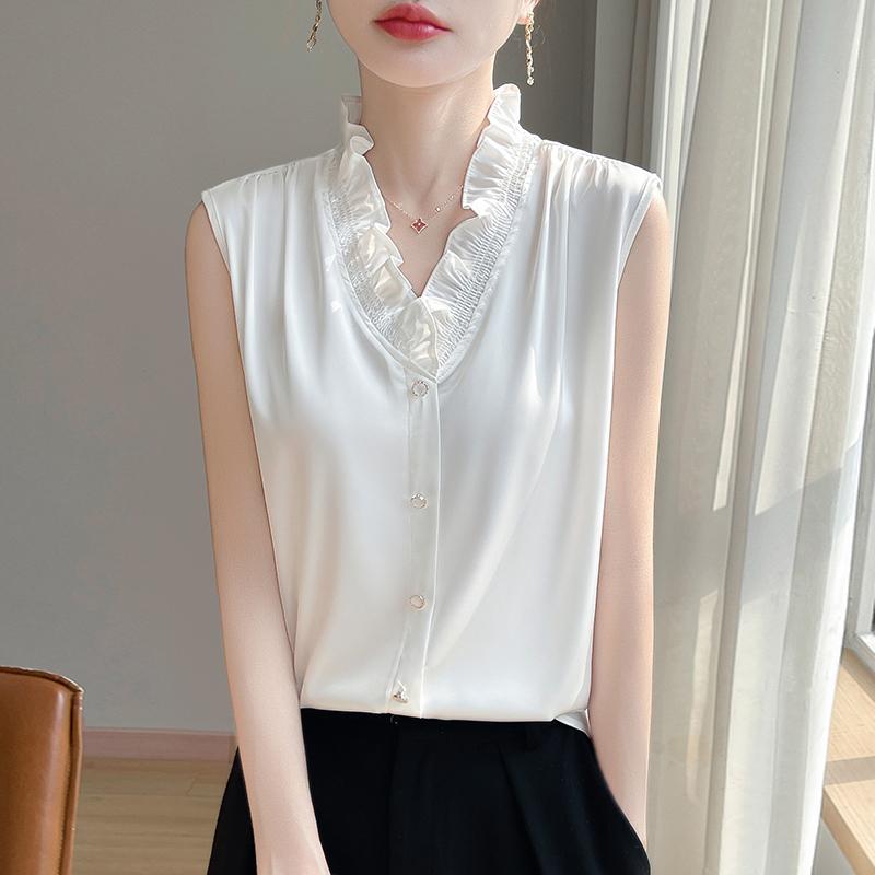 Женская летняя рубашка из шелка тутового шелкопряда, 50% шелка, 50% полиэстера, дышащая, легкая, с короткими рукавами, для поездок на работу, повседневная мода