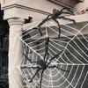 1Pcs Giant Spider and Web Spider Halloween Decoration Set, Outdoor Scary Props, Suitable for Parties, Terrifying Fake Spider - Hanging De