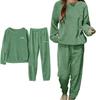 Fluffy Pajama Long Sleeve Top with Embroidered Logo and Fluffy Sungonel Long Comfortable Loungewear for Fall and Winter [Guo.KK7] Women's Set, 2-Piece