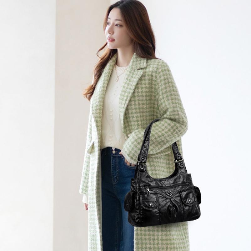 Luxury Bags Women PU Leather Shoulder Bags For Lady Casual Tote Bags Large Capacity Work Vintage Handbags Multifunctional Totes