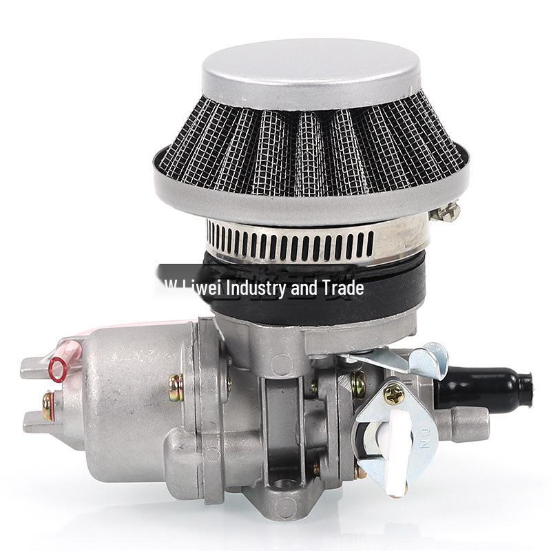 Аксессуары для мини-мотоциклов 49 куб. см: Небольшой спортивный внедорожник Leah с двухтактным двигателем, карбюратором и воздушным фильтром.