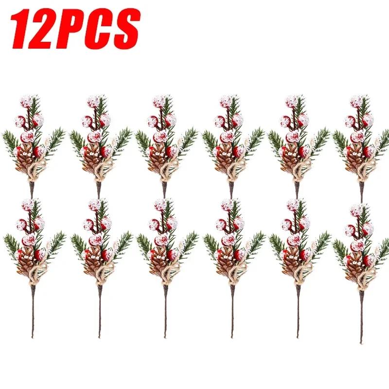 Искусственные сосновые шишки, рождественские искусственные ягоды, ветки падуба, имитация цветочного растения, рождественские украшения для Нового года и Навидада