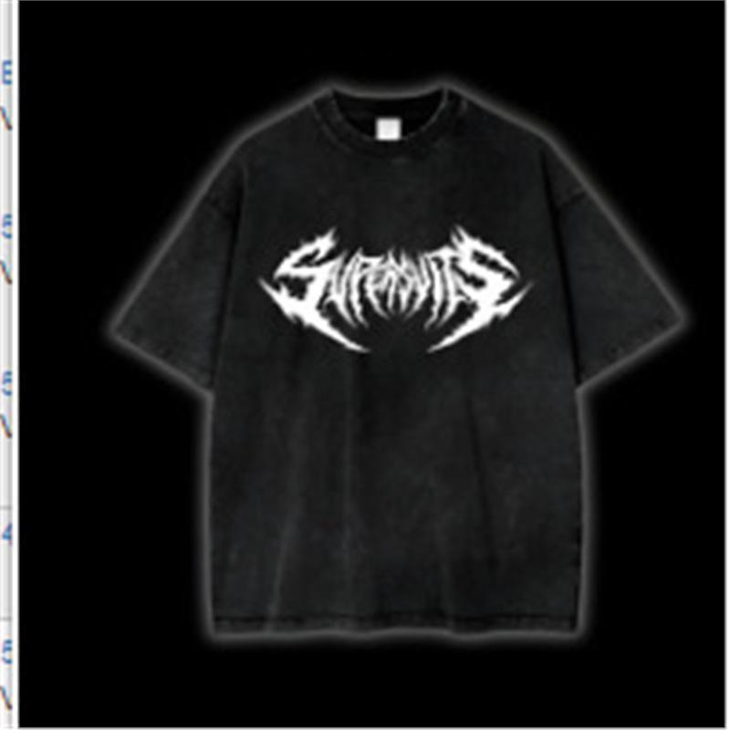 Харадзюку Винтажная Черная Футболка с Аниме Принтом Мужская Уличная Одежда