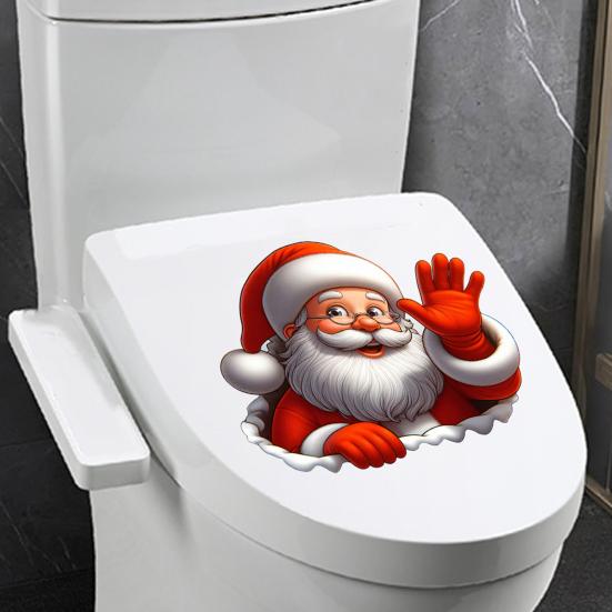 Christmas Toilet Sticker Removable Waterproof Self-adhesive Santa Claus Snowman Elf Gnome Bathroom Wall Toilet