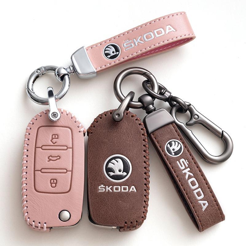 NTHX6 Car Remote Key Fob Case Cover Protector Holder Shell For Skoda Octavia A5 A7 Fabia Superb Kodiaq Karoq Auto Keychain Accessories
