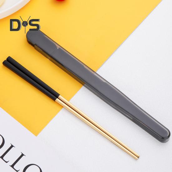 1 комплект компактных палочек для еды, нержавеющие, практичные палочки для еды, посуда со складной коробкой для хранения