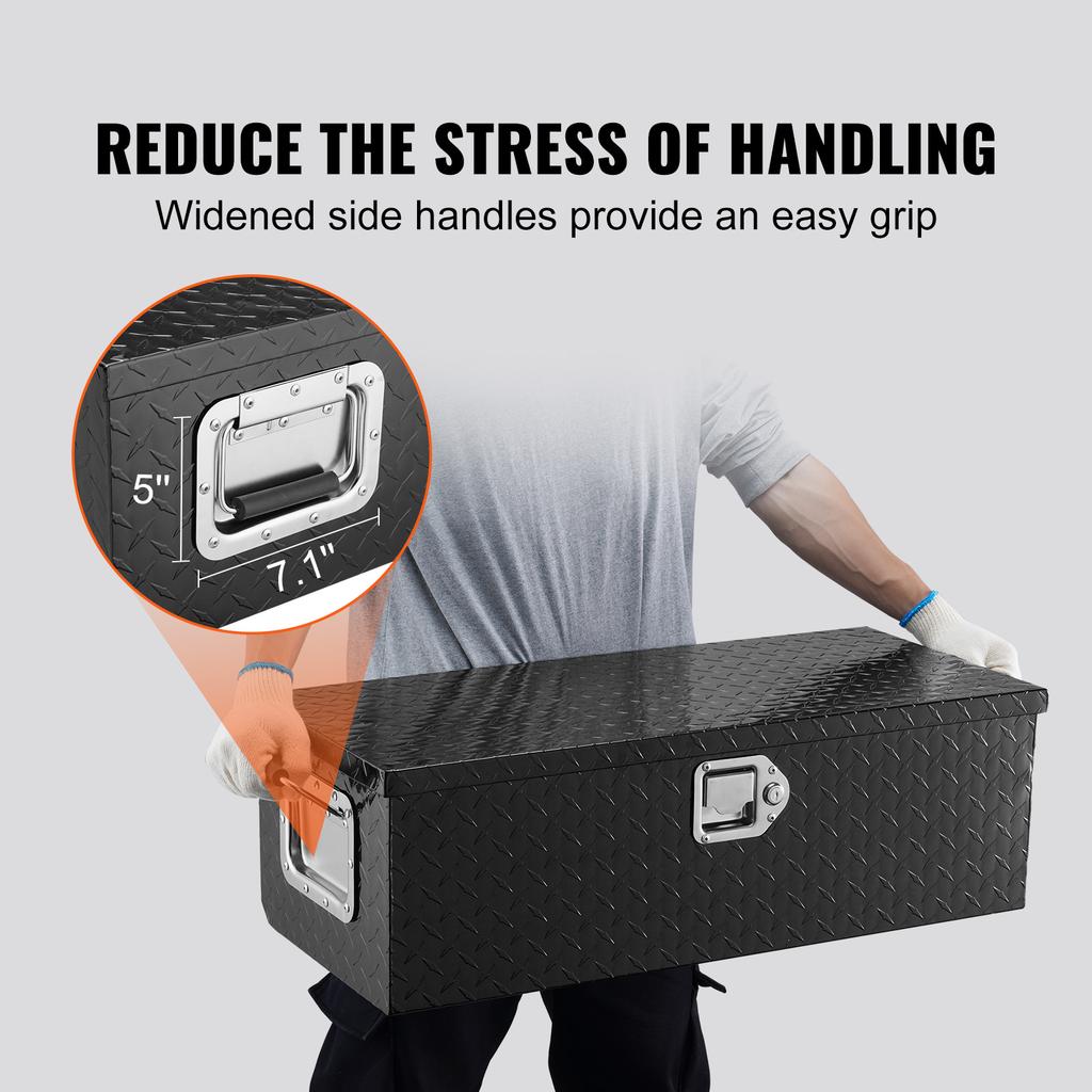 Сверхпрочный алюминиевый ящик для инструментов VEVOR для кузова грузовика, ящик для инструментов с ромбовидным рифлением, с боковой ручкой и ключами-замками для пикапа, кузова грузовика, автодома