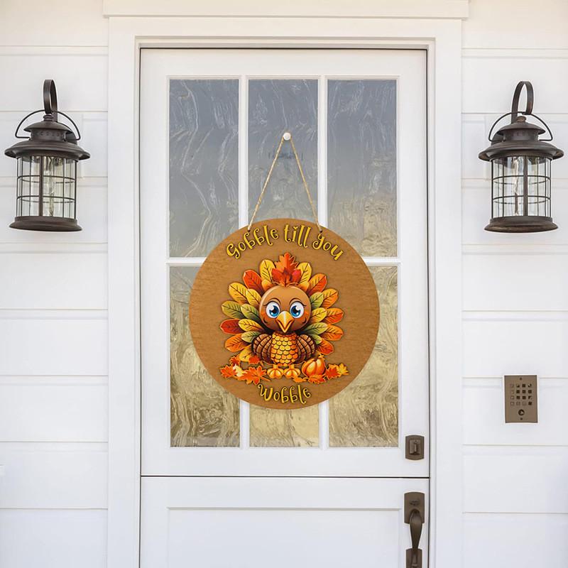 Elegant Thanksgiving Turkey Round Sign For Festive Front Door Decoration