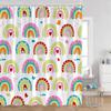 Cute Rainbow Heart Pattern Shower Curtain Children's Simple Modern Bathtub Decorative Polyester Bathroom Shower Curtain