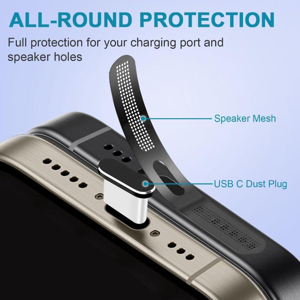 4pack Dustproof Type C Port Cover DIY Speaker Dust Cover for iPhone 15 / 16 Phone Accessories