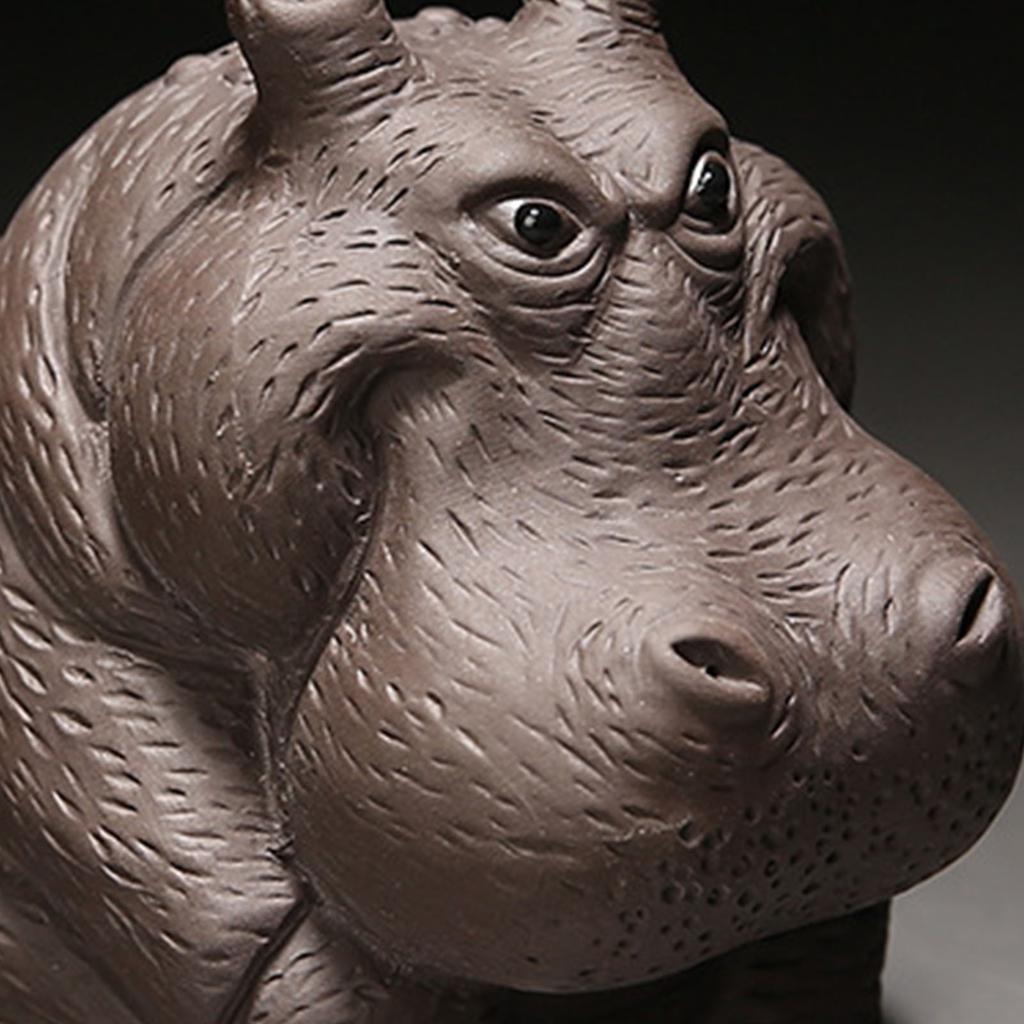 Фигурка бегемота из фиолетовой глины, керамическая скульптура чайного питомца, статуэтка бегемота, настольное украшение для чайного набора, аксессуары для дома, чай